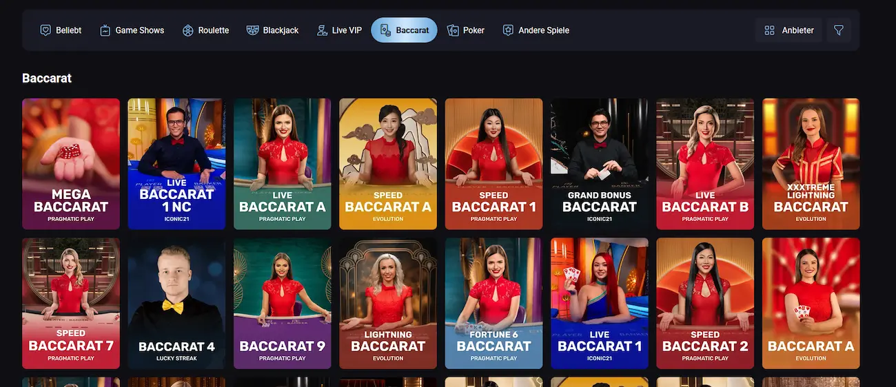 Live-Baccarat-Tisch im Slotlounge Casino